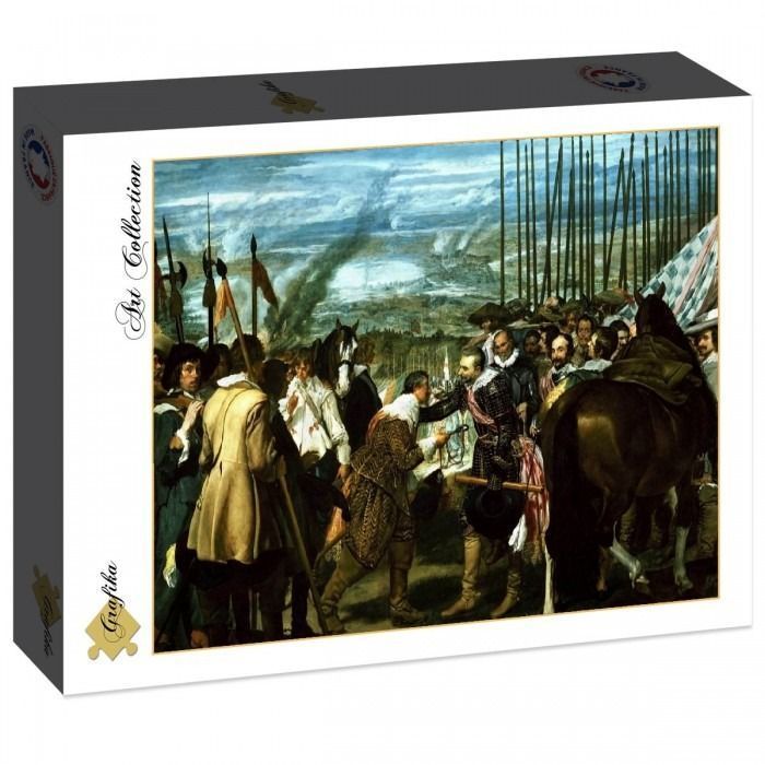 The Surrender of Breda by Diego Velázquez, depicting a historical military scene with soldiers and horses.
