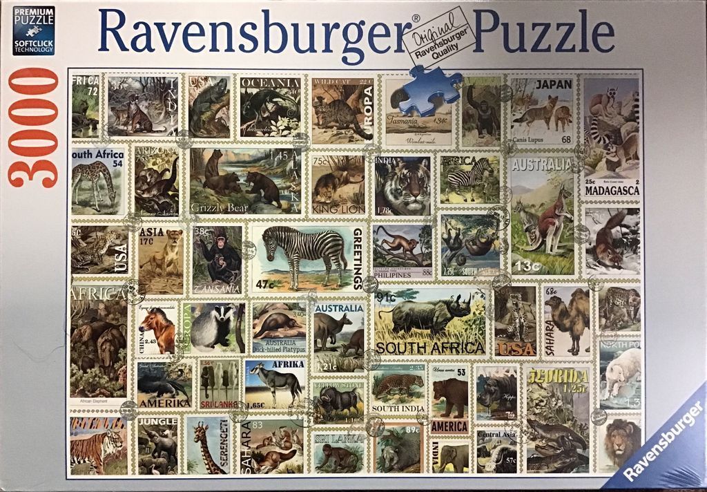 A collage of vintage wildlife postage stamps from around the world featuring various animals.