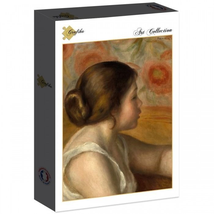 Impressionist painting of a young woman in profile by Renoir