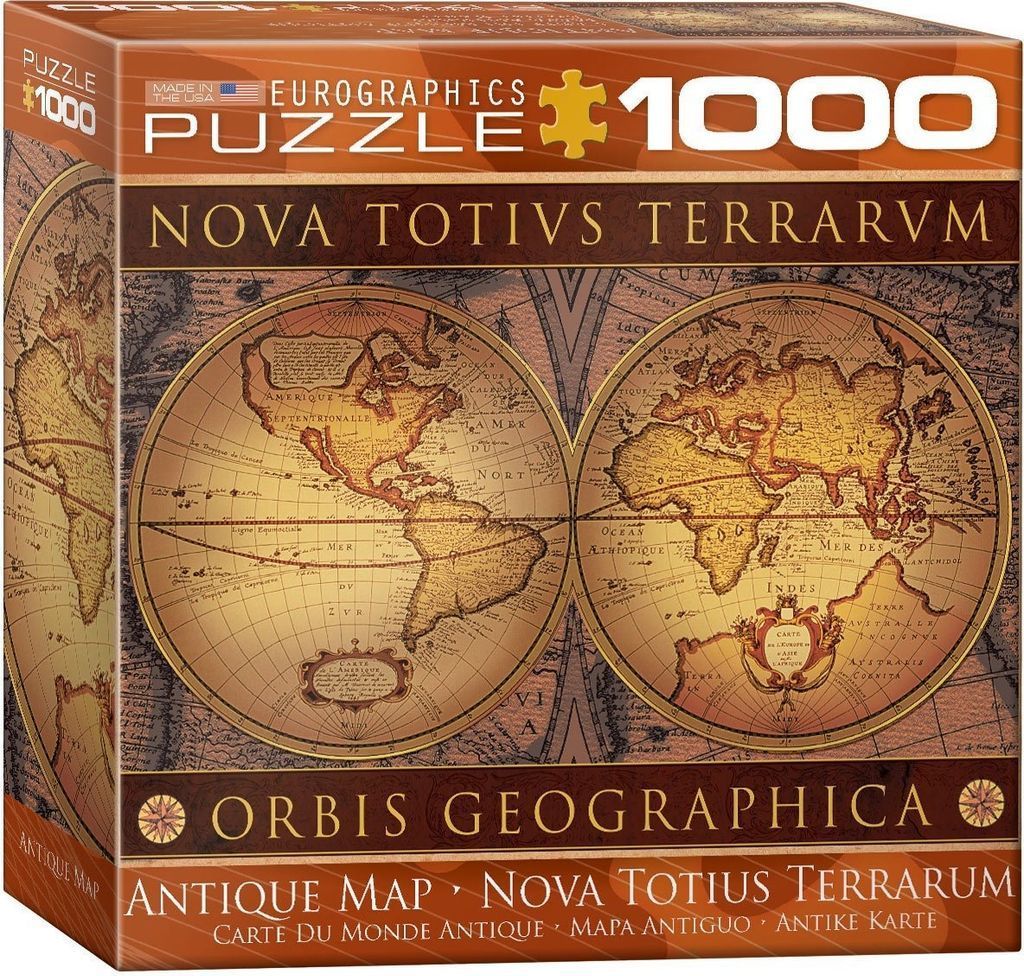 Antique dual-hemisphere world map in sepia tones