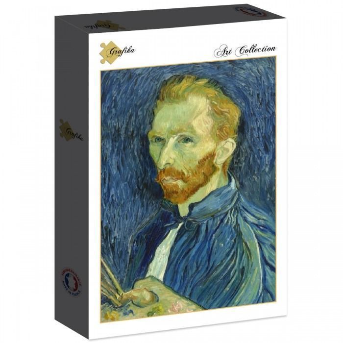 Vincent van Gogh's Self-Portrait as a Painter, featuring bold blue brushstrokes and a contemplative man.