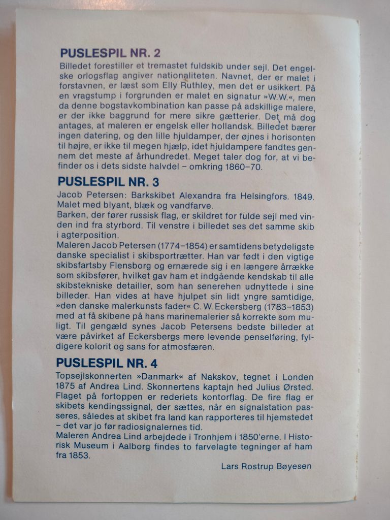 Text document containing historical descriptions of three different nautical paintings.