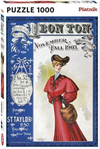 Vintage magazine cover illustration from 1903 featuring a woman in a red Victorian coat and hat.