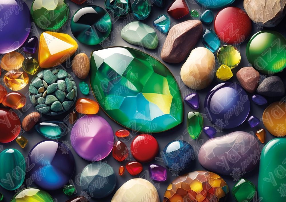 A dense collection of colorful polished gemstones and smooth pebbles