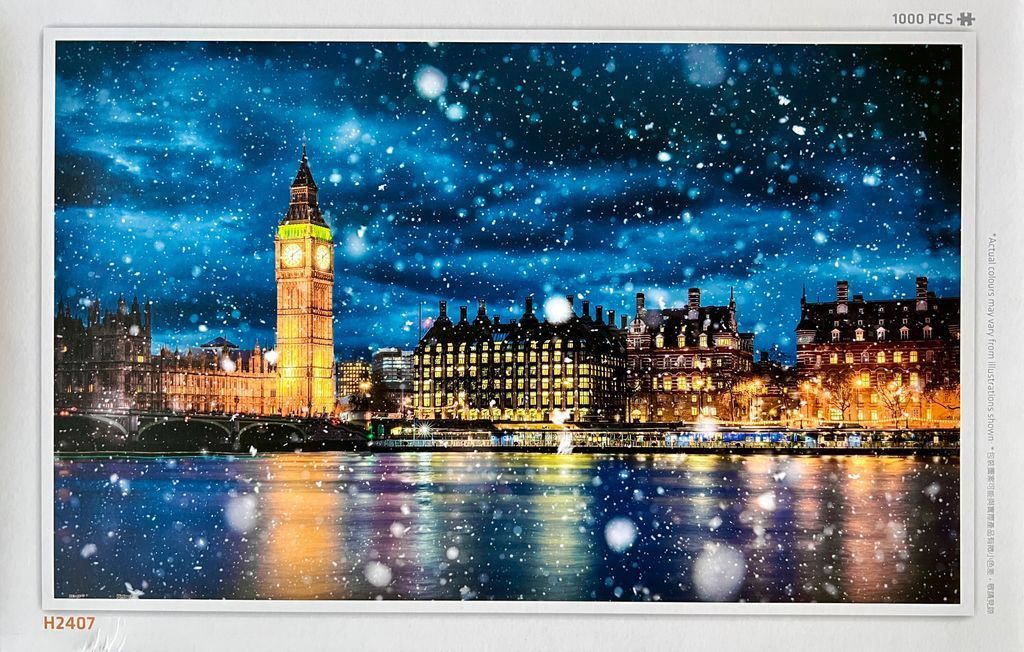 A nighttime winter scene of London