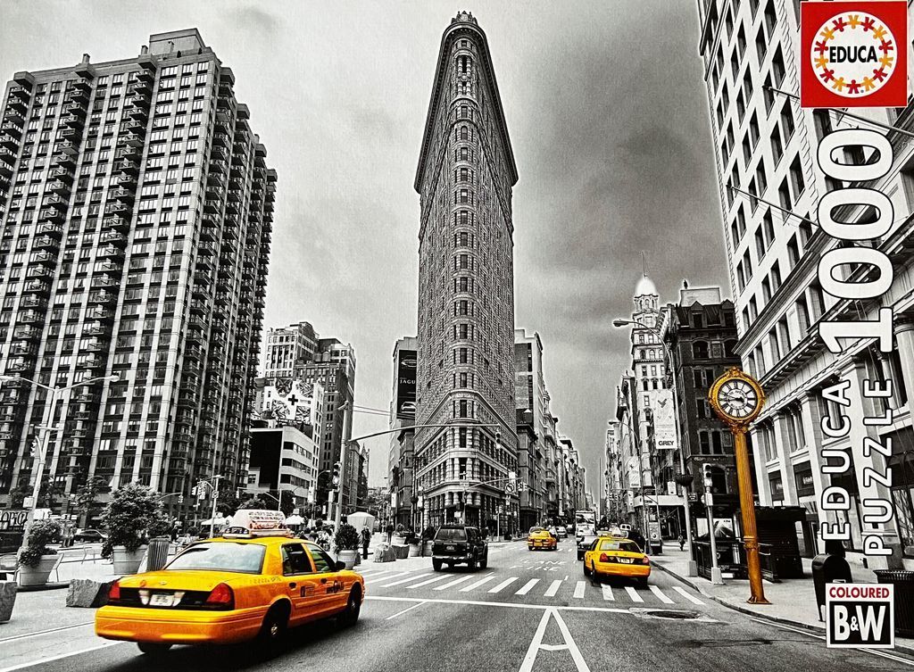 A black and white street view of New York City