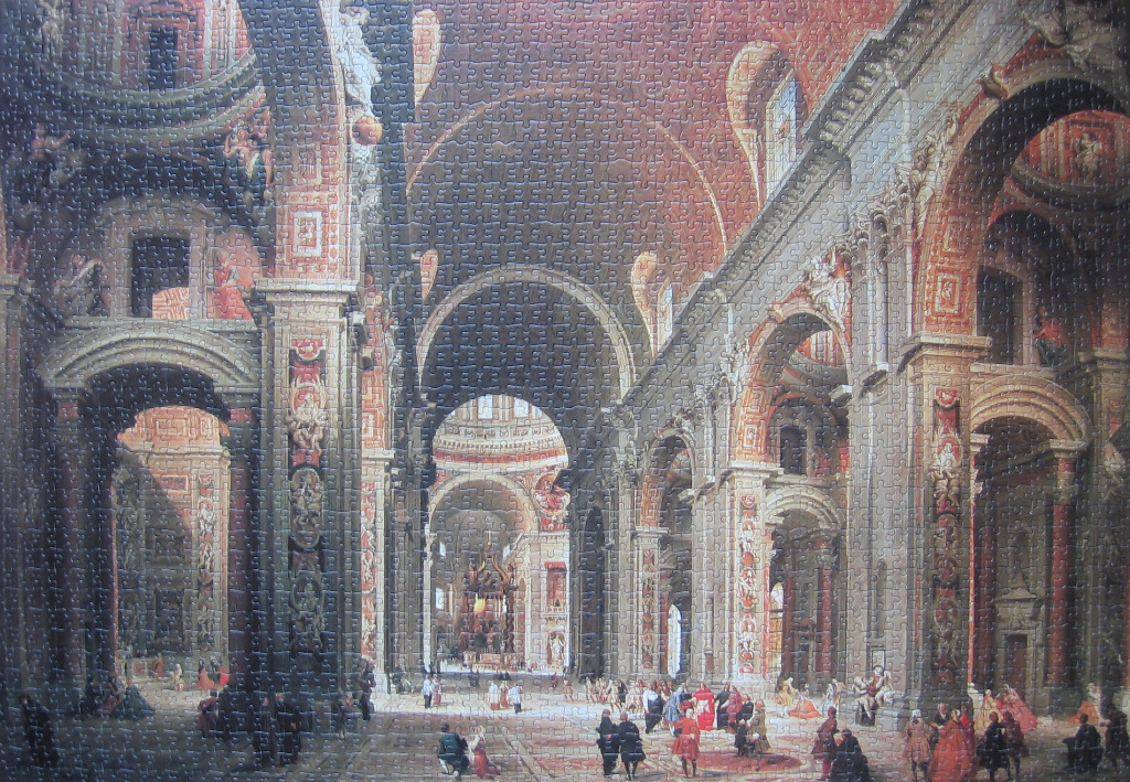 An oil painting of the interior of St. Peter