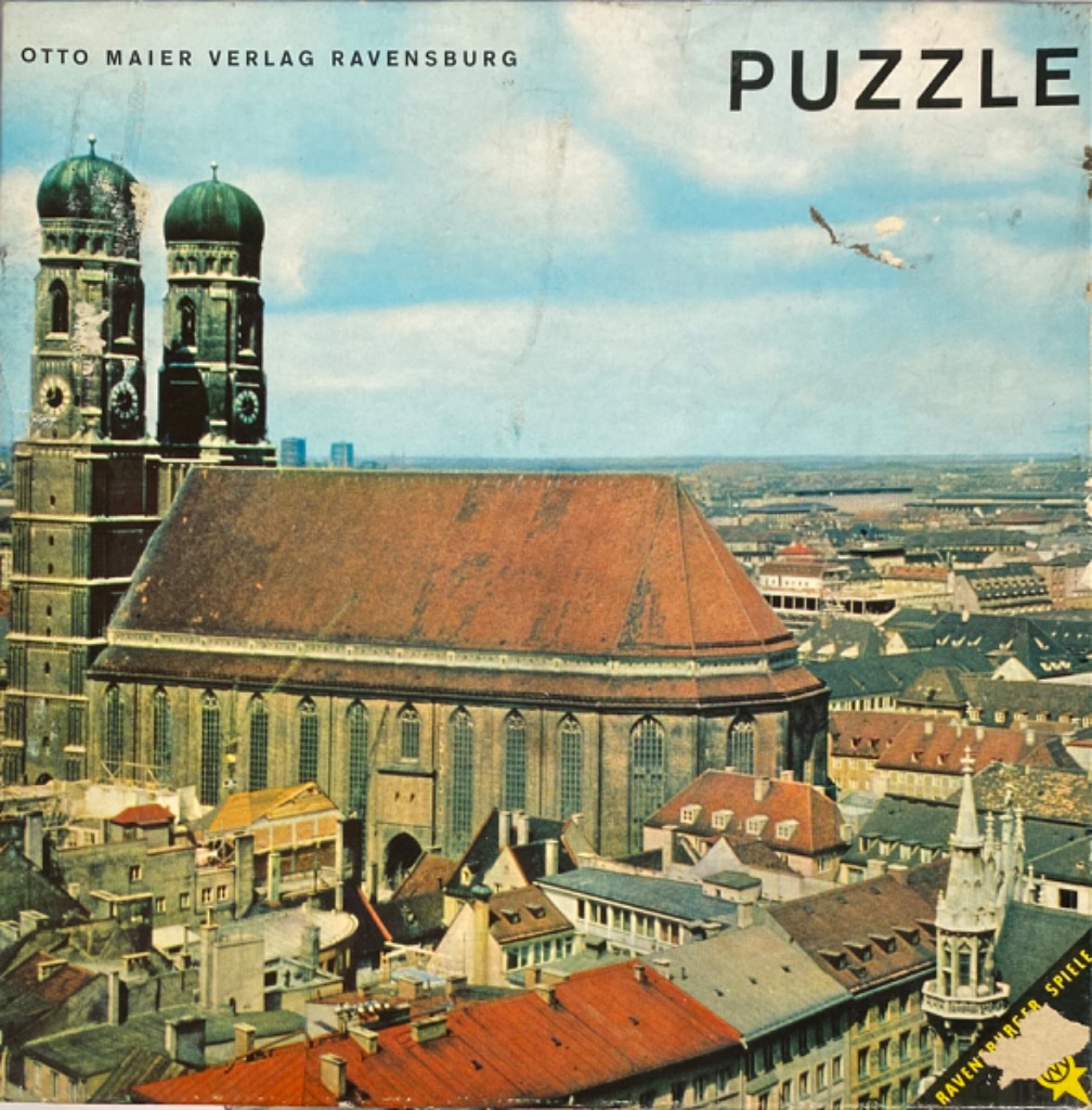 View of the Frauenkirche in Munich over the city skyline