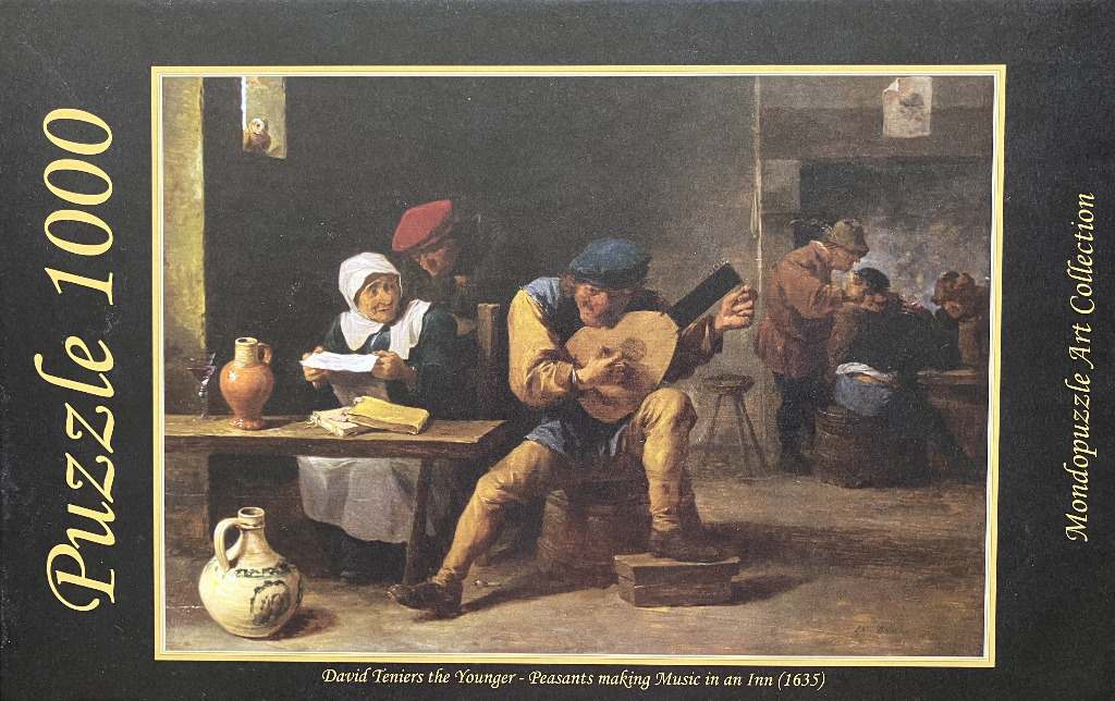 Oil painting by David Teniers the Younger showing peasants making music in an inn