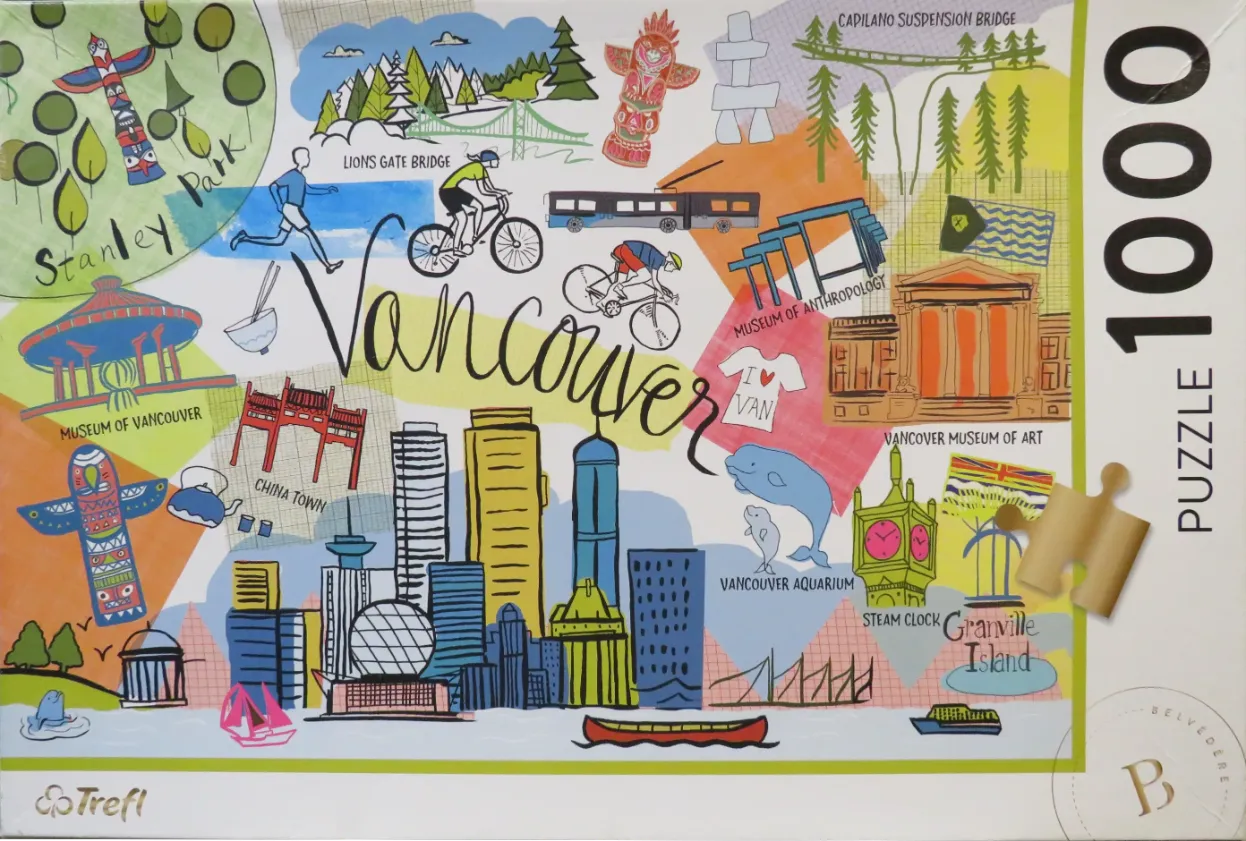 Illustrated map of Vancouver landmarks and lifestyle icons