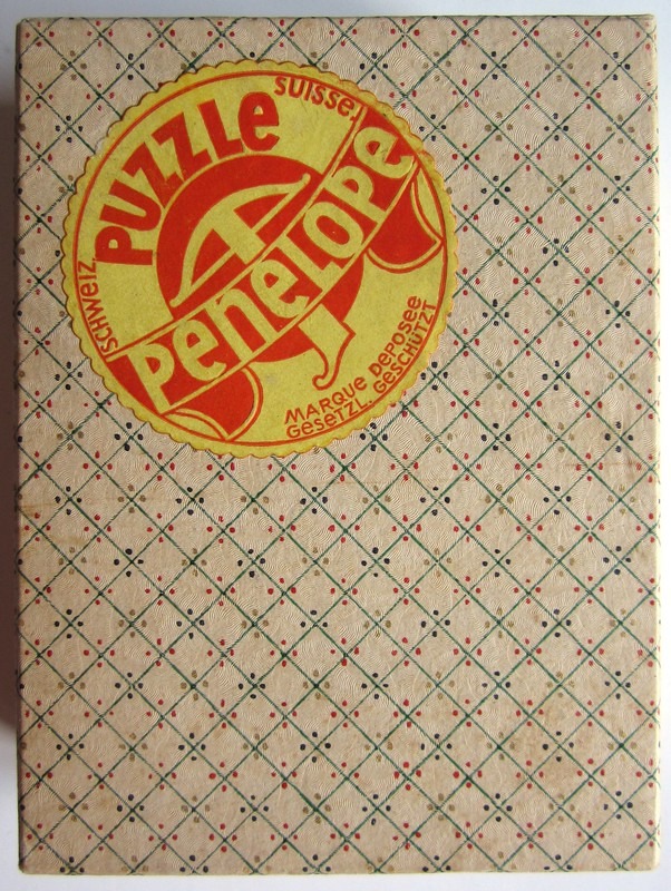 Vintage box design with a yellow scalloped logo reading 