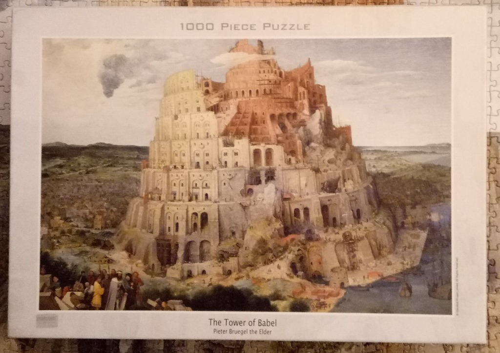 The Tower of Babel by Pieter Bruegel the Elder showing a massive circular multi-storied tower construction site.