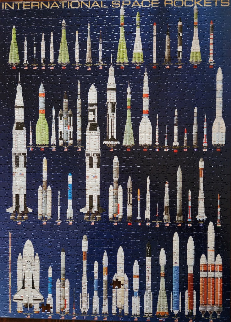 An educational chart displaying various historical international space rockets against a dark blue background.