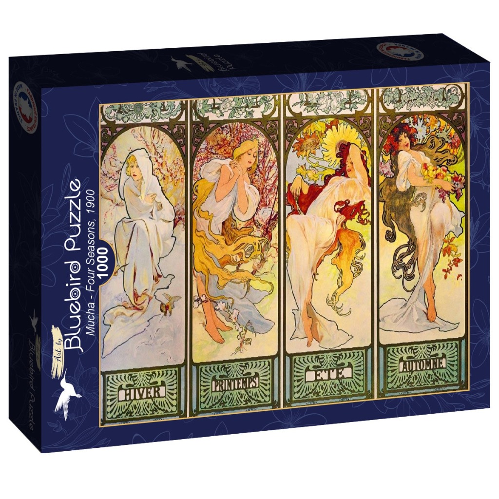 Alphonse Mucha’s Four Seasons artwork featuring four women representing Winter, Spring, Summer, and Autumn.