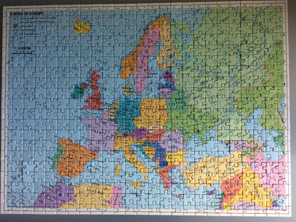 A political map of Europe showing various countries in pastel shades of pink, yellow, blue, and green.