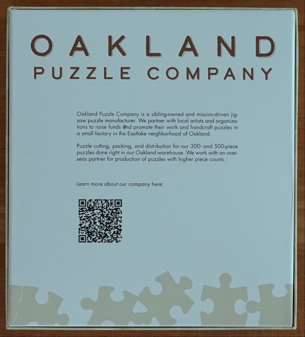 Text-based informational layout with company name and a QR code on a light blue background.