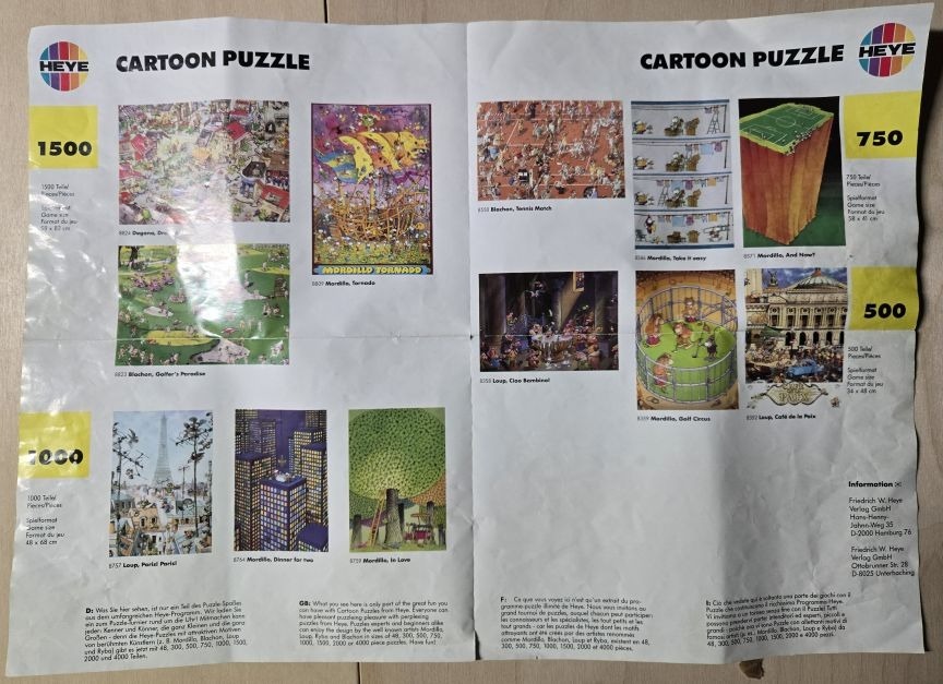 A catalog sheet displaying multiple cartoon-style illustrations organized into a grid with text labels.