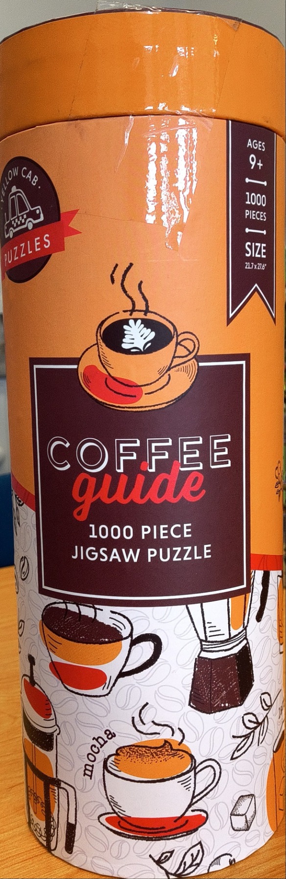 Illustration of various coffee drinks and equipment with the title Coffee Guide.