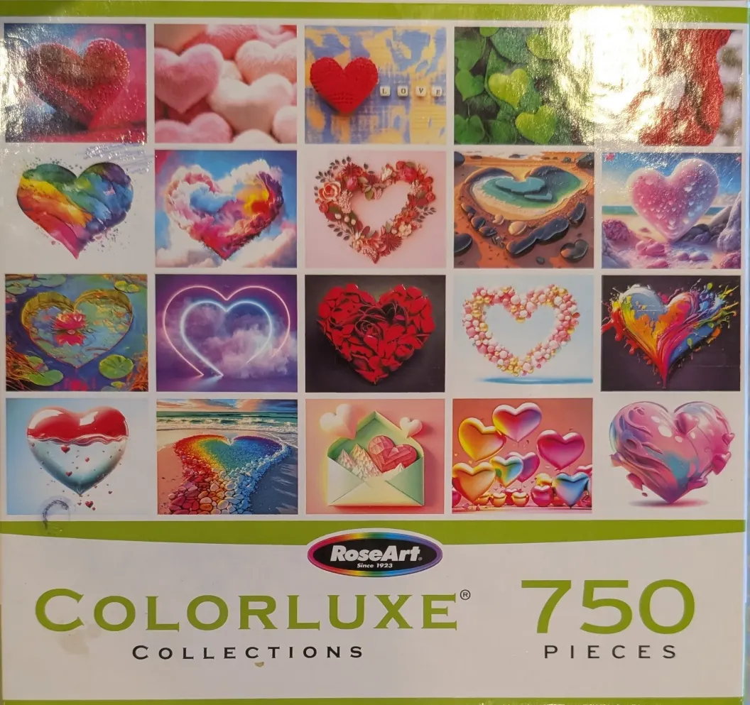 A grid of twenty distinct heart-themed illustrations featuring various artistic styles and color palettes.