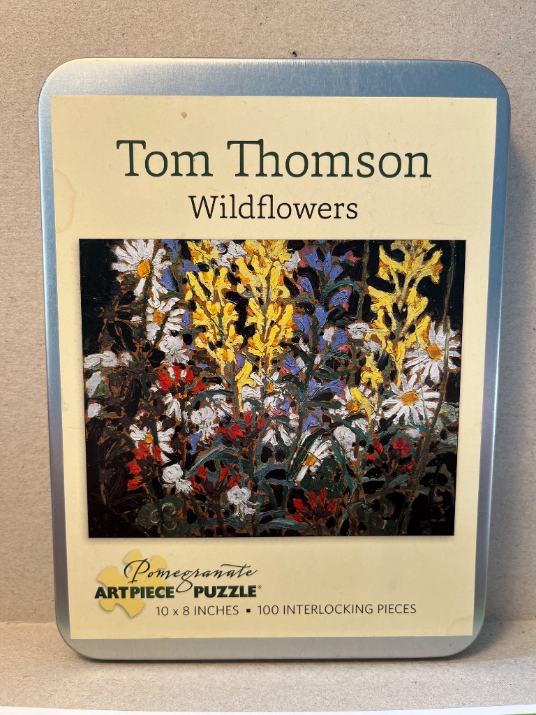 A close-up oil painting of vibrant wildflowers against a dark, contrasting background.
