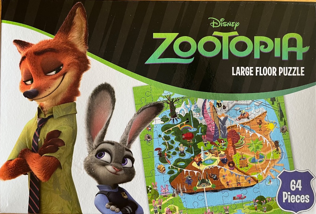 A digital illustration of Nick Wilde and Judy Hopps alongside a colourful illustrated map of a city.
