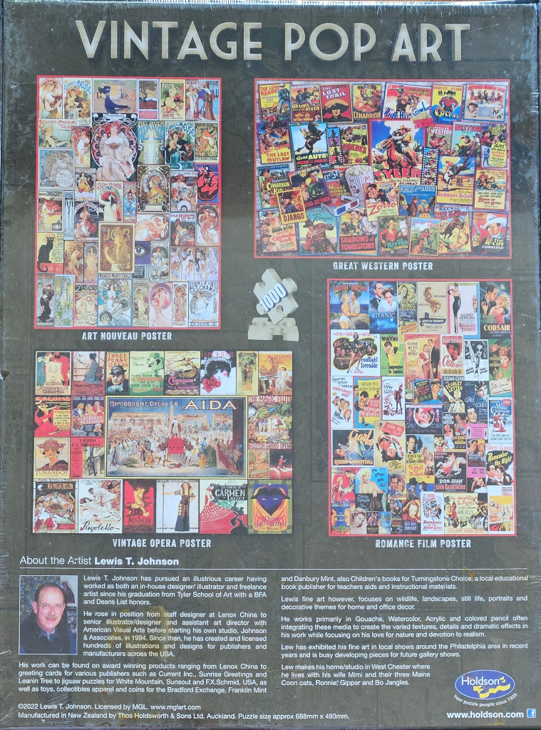 A collage of four distinct collections of vintage posters featuring Art Nouveau, Westerns, Operas, and Romance films.