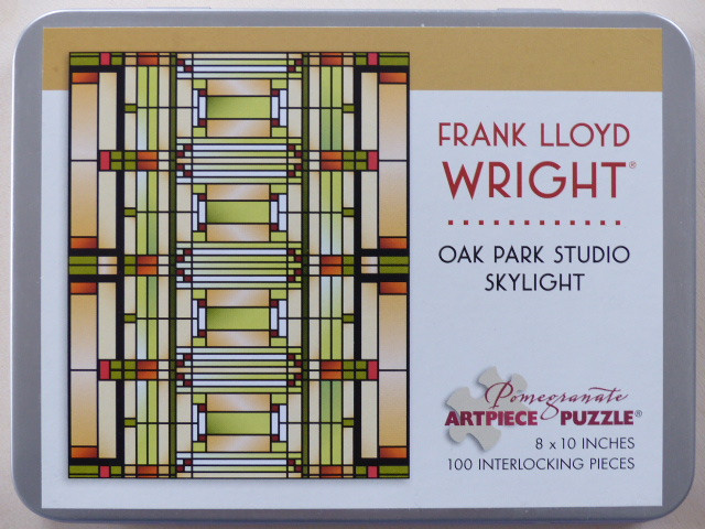 Stained glass geometric pattern by Frank Lloyd Wright