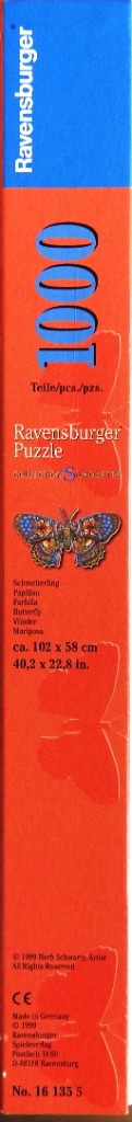 Vibrant orange box with blue text and a detailed butterfly illustration.