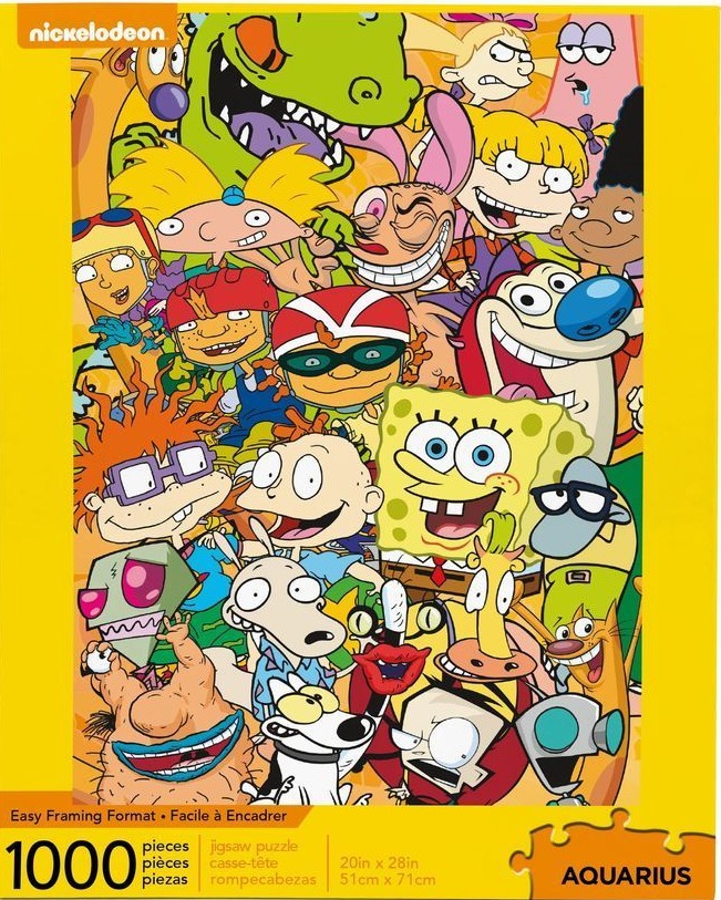 An illustration featuring a dense, vibrant collage of various popular 1990s and 2000s cartoon characters.