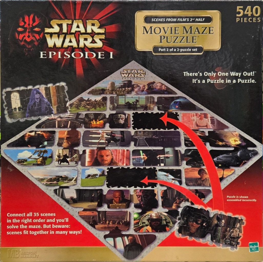 A montage of various Star Wars Episode I film scenes arranged in a diamond-shaped maze layout.