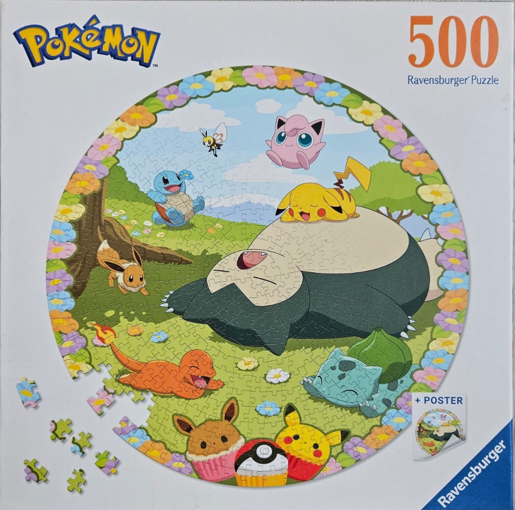 A group of colorful cartoon characters playing in a flower-bordered field.