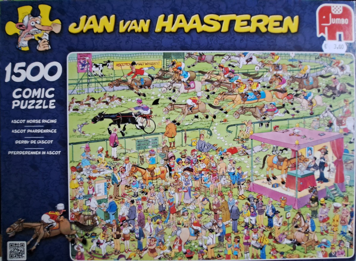 Comic illustration of a chaotic horse racing event at Ascot