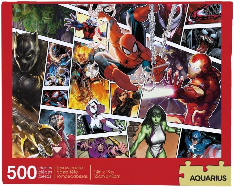 Collage of various Marvel comic book superheroes and villains in action poses