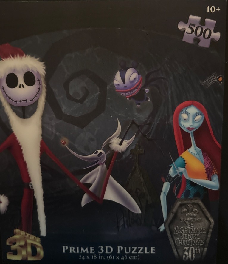 Jack Skellington, Sally, and Zero from The Nightmare Before Christmas in a dark, stylized scene.