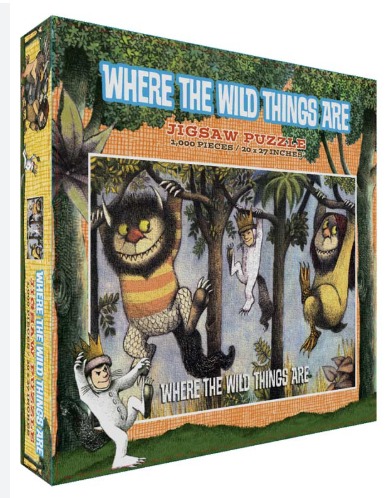 Illustration of Max and two Wild Things from Where the Wild Things Are in a forest setting.
