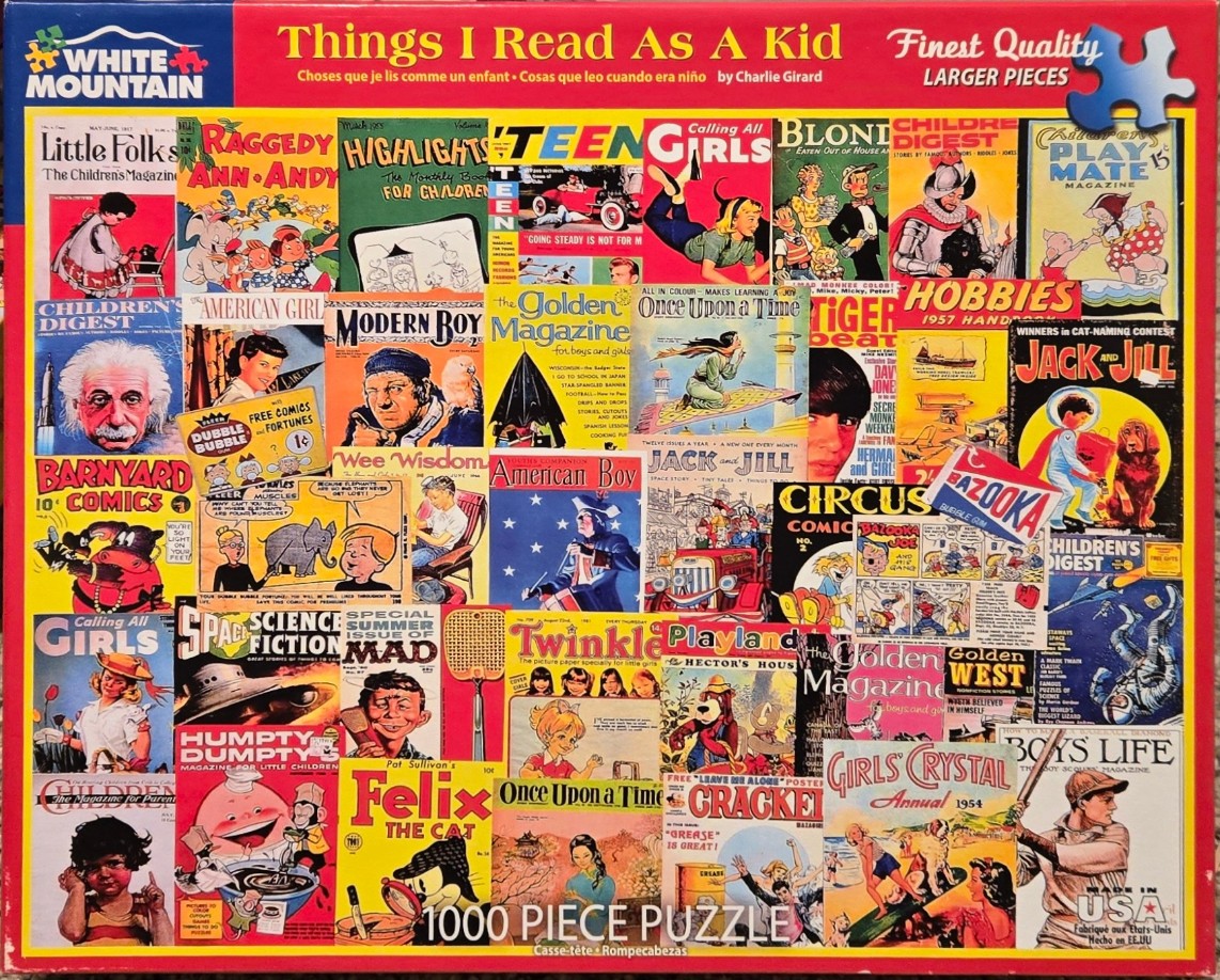 A collage of vintage children's magazines and comic book covers.