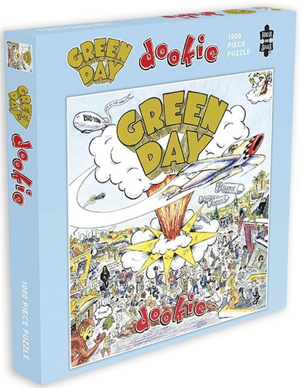 Album cover artwork featuring a chaotic collage of illustrated figures, a bomber plane, and text bubbles.