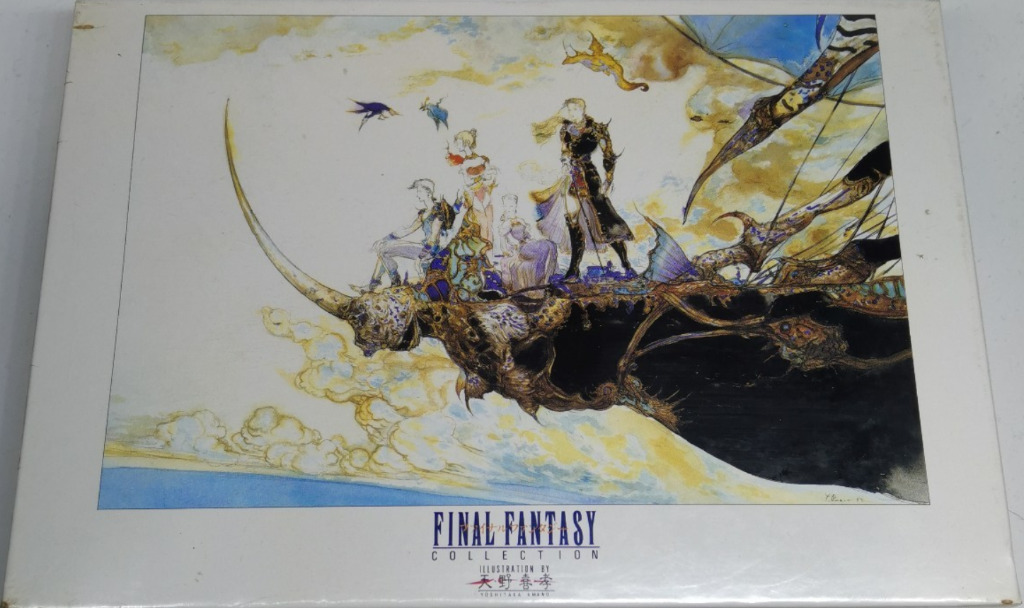 Fantasy illustration of a group of characters standing on a large, ornate flying ship against a cloudy sky.
