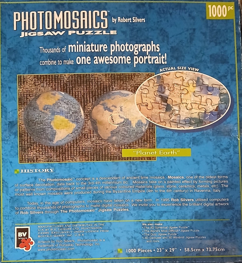 Two globe mosaics on a textured background. Text: "Planet Earth"