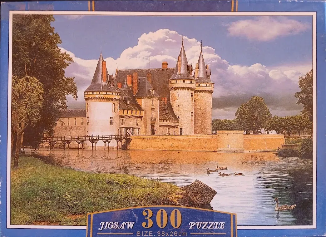 A serene photograph of the Chateau de Sully-sur-Loire surrounded by a moat with swimming ducks.