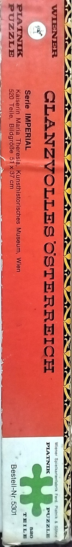 Vertical text label for an Imperial Austrian history product featuring Empress Maria Theresa
