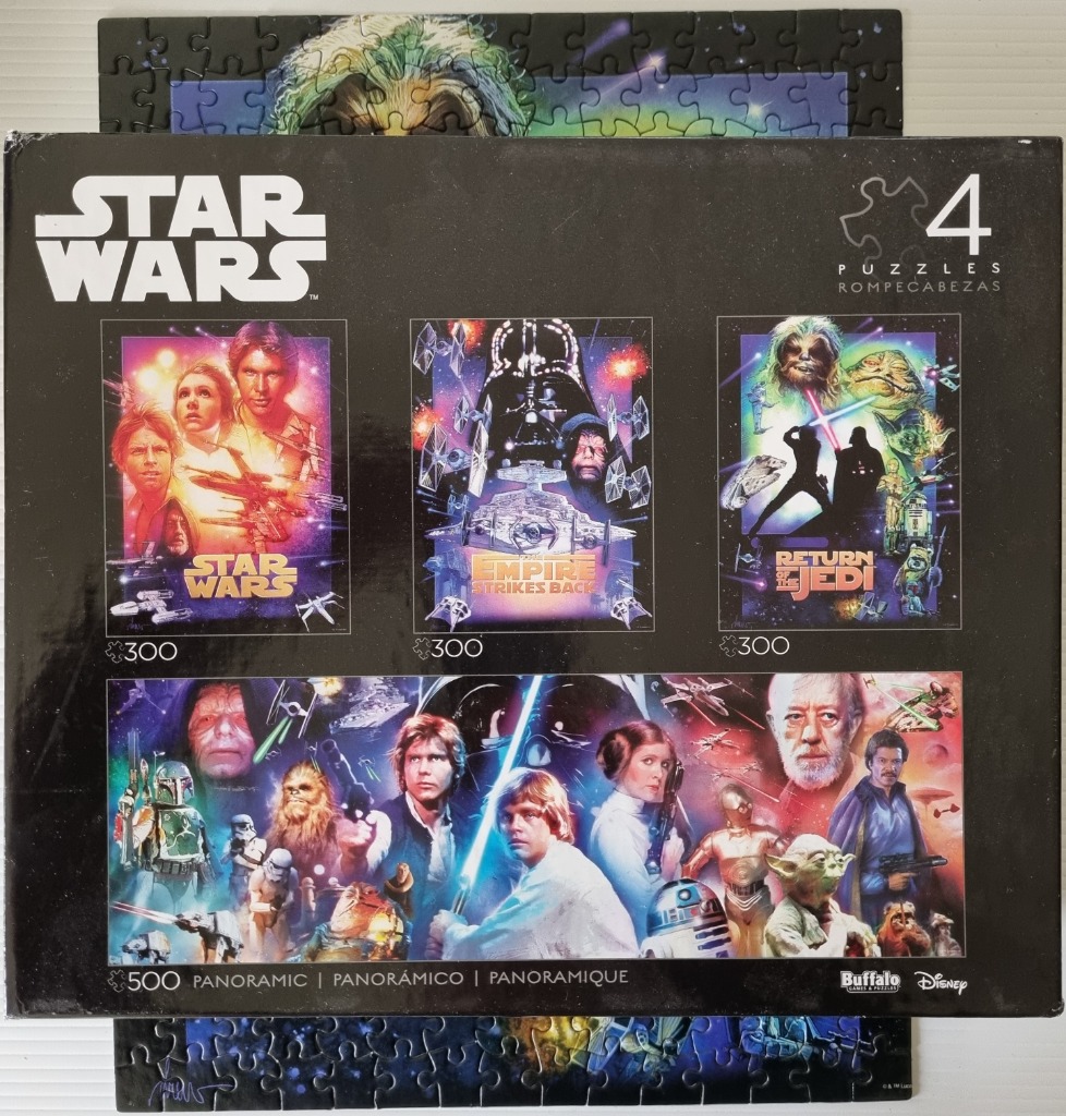 Collage of Star Wars movie posters featuring major characters and spaceships.