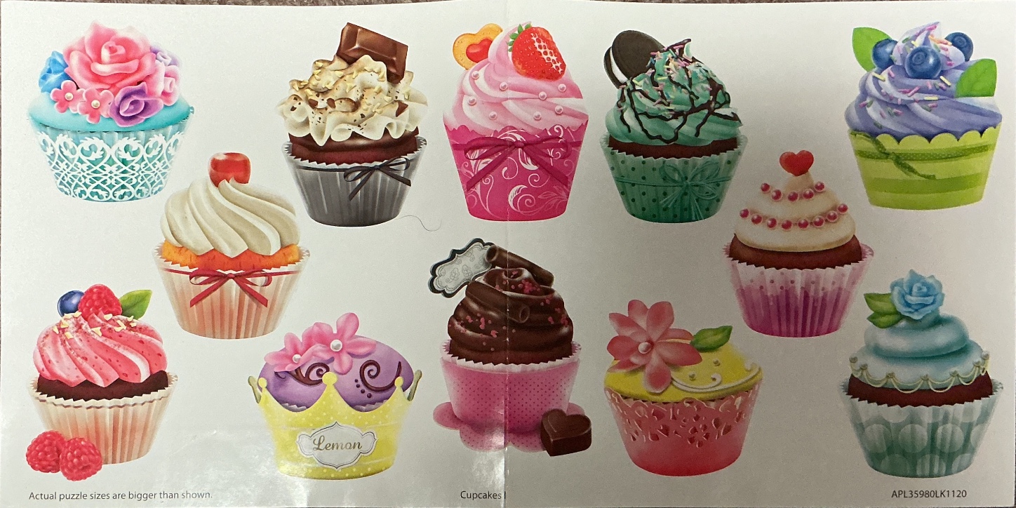 A collection of twelve colorful, stylized cupcakes with varied toppings arranged on a plain white background.