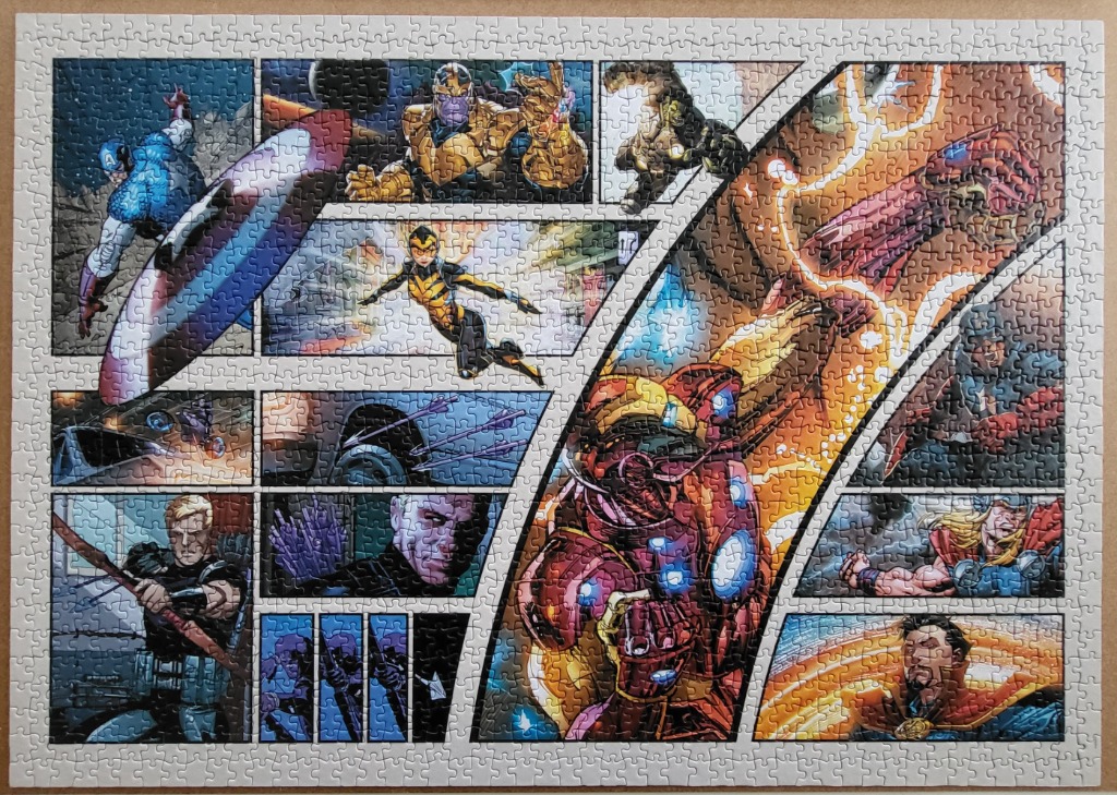 A comic book style collage featuring various Marvel superheroes and villains.