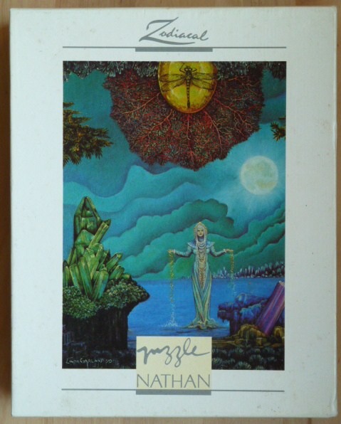 Fantasy illustration of a queen figure standing in water before a moonlit, teal-toned landscape with crystalline structures.