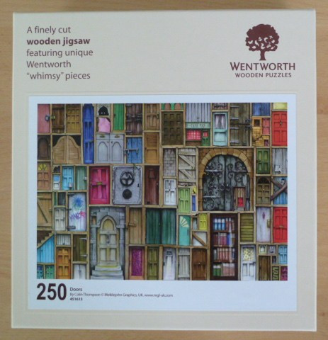 A dense, colorful illustration featuring a vertical grid of dozens of different architectural doors.