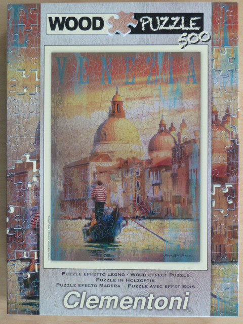An impressionist painting of a gondolier in Venice with the Santa Maria della Salute basilica in the background.