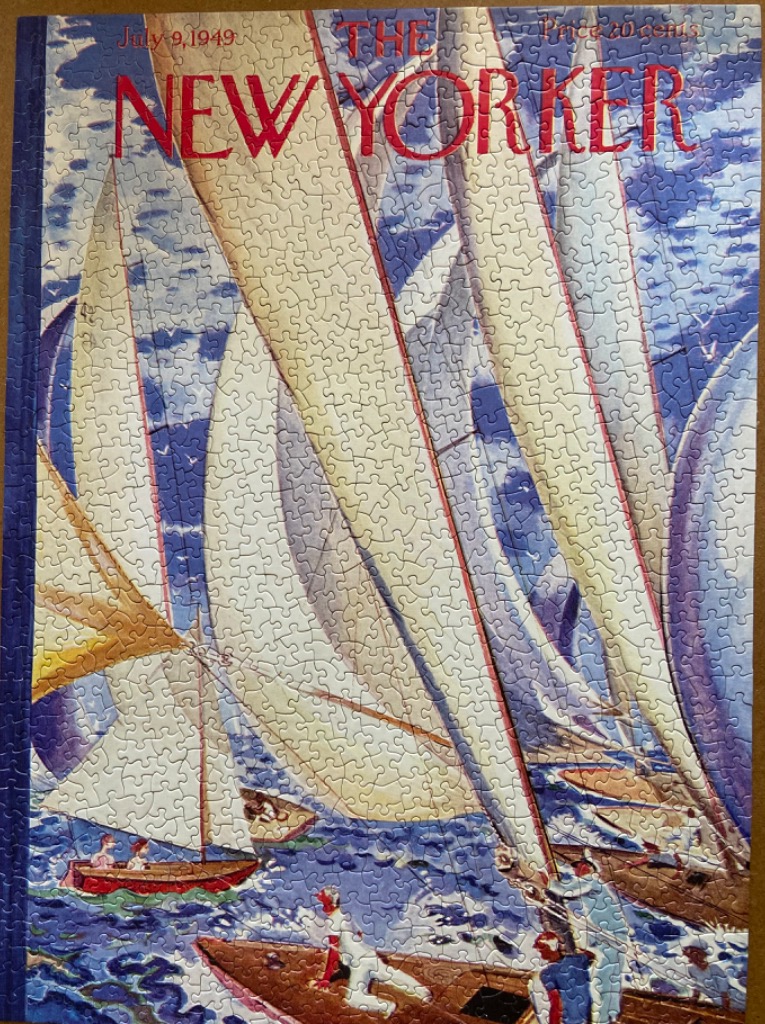 A vintage illustration of sailboats on choppy blue water, featured on a magazine cover dated July 9, 1949.