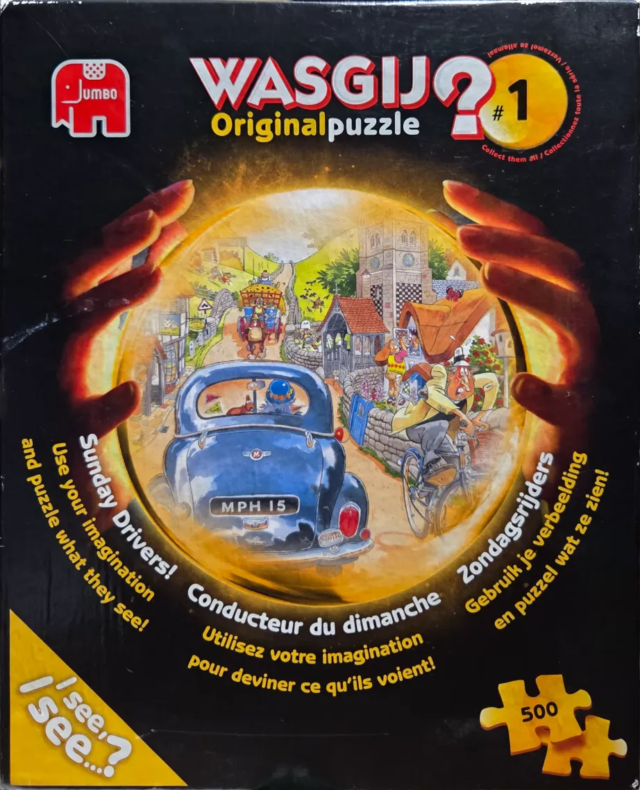 An illustration of a country lane scene viewed through a glowing crystal ball held by two hands.