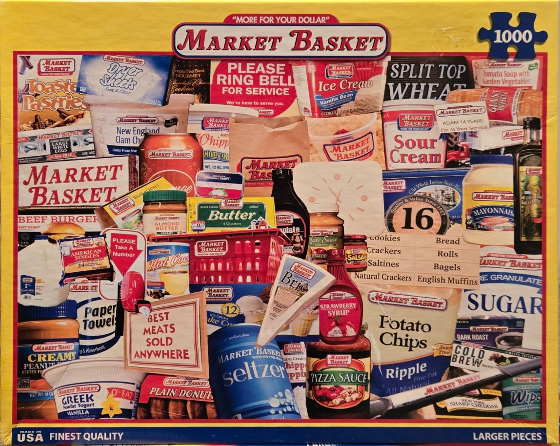 A collage of various grocery store products and signs featuring a supermarket's branding.